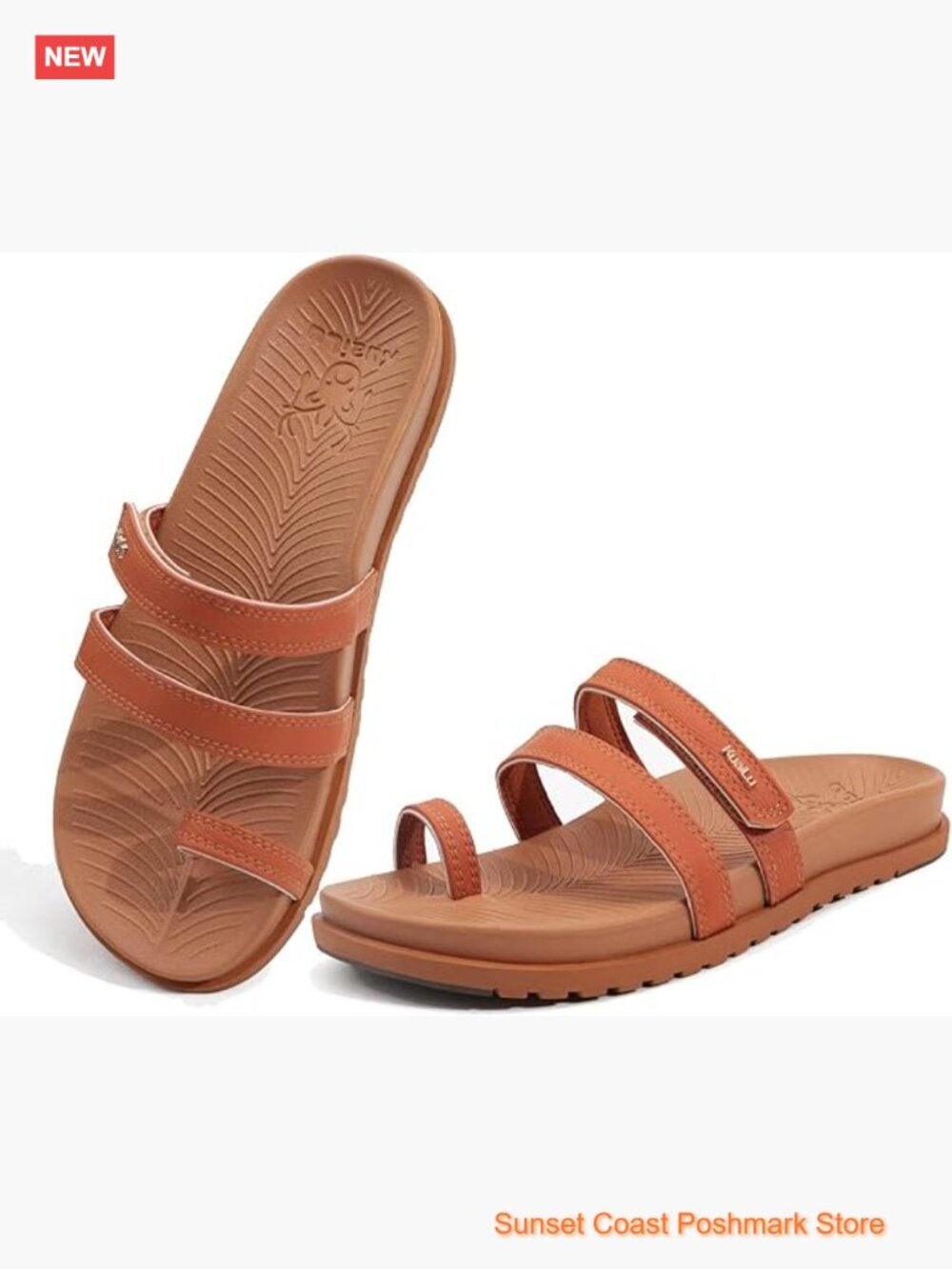 Womens Slides Sandals with Plantar Fasciitis Arch Support Adjustable Faux